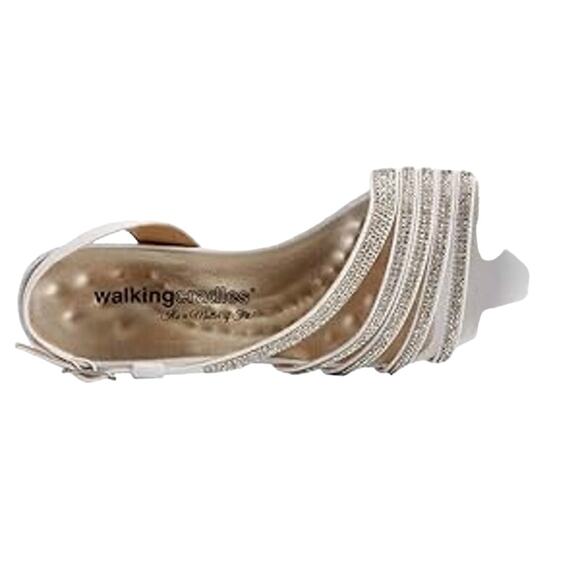 Walking Cradles Lettie White Cashmere Sandals Open-Toe Adjustable Buckle - SZ 6W - Picture 2 of 10